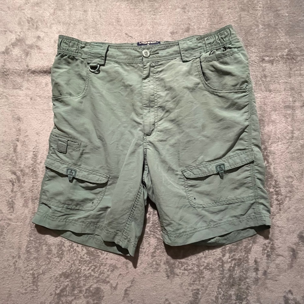 Hook & Tackle Fishing Shorts Mens 36 Green Technical Cargo Nylon MO19730